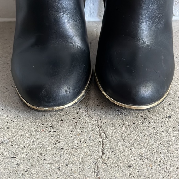 Givenchy Black Leather Stiletto Heeled Boots with Gold Metal Detail - Picture 9 of 11